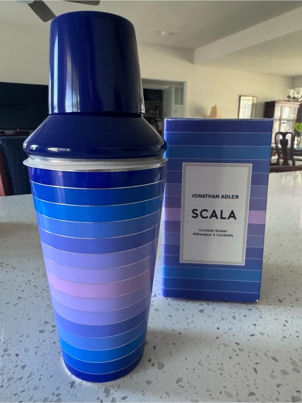 Jonathan Adler Stripe Gradient Cocktail Shaker - Blue & Lavender